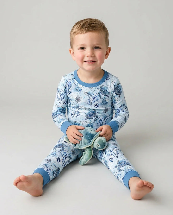 Little Turtles Family Matching Bamboo Two Piece Long Sleeve Pajama Set
