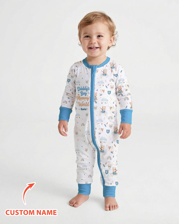 Custom Name Daddy' Boy Mommy' World Bamboo Convertible Zippy