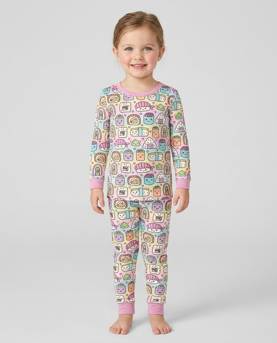 Kawaii Sushi Bamboo Two Piece Long Sleeve Pajama Set