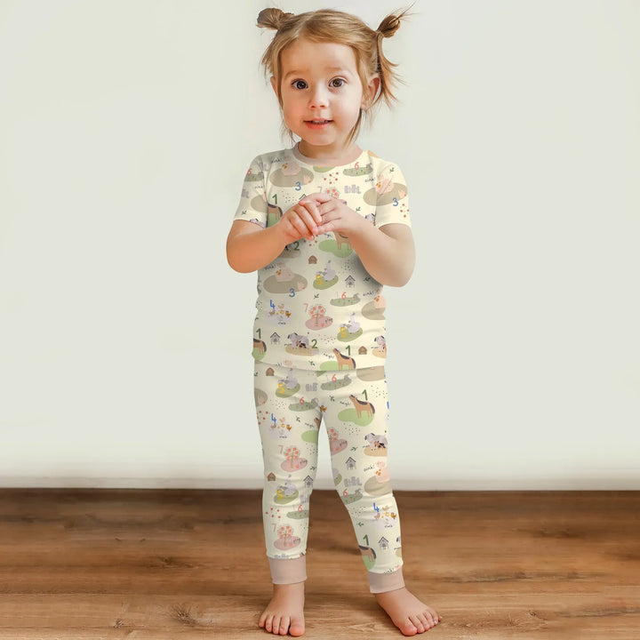 Farm Animal Counting Two Piece Short Sleeve Pajama Set