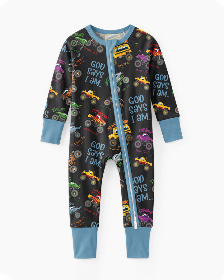 God Says I Am Monster Truck Bamboo Convertible Zippy