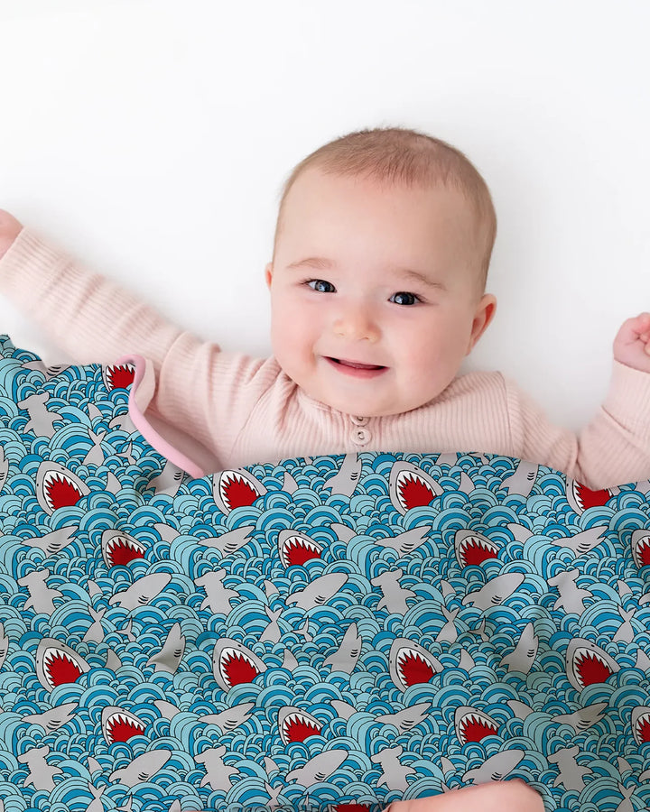 Shark Wave Rush Bamboo Blanket