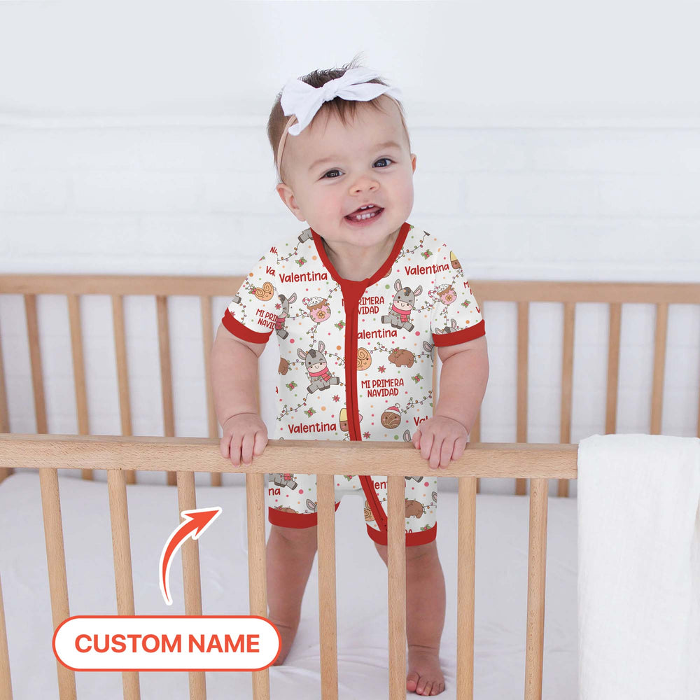 Mi Primera Navidad Custom Name Shorty Zippy , Mi Primera Navidad Custom Name Shorty Zippy - 0-3M