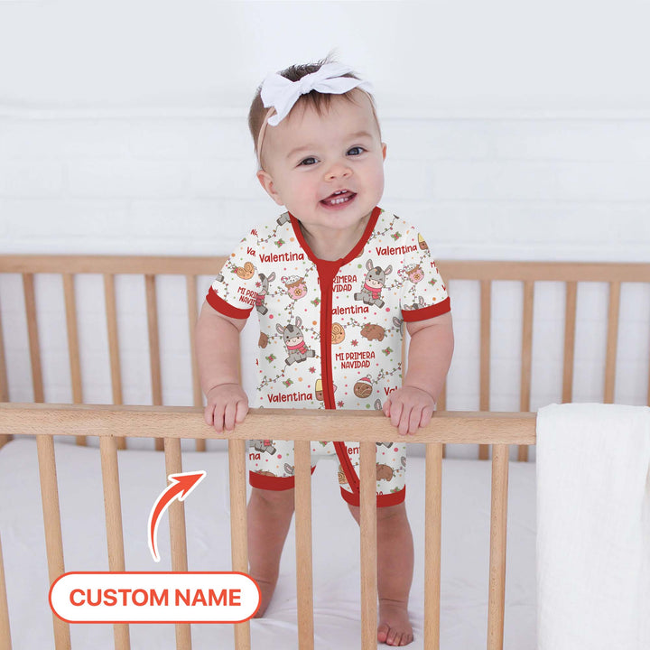 Mi Primera Navidad Custom Name Shorty Zippy , Mi Primera Navidad Custom Name Shorty Zippy - 0-3M