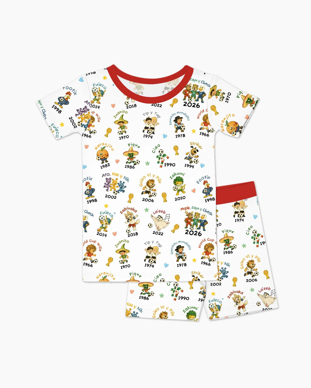 Soccer cup Mascots Bamboo Two Piece Short Sleeve Shorts Pajama Set