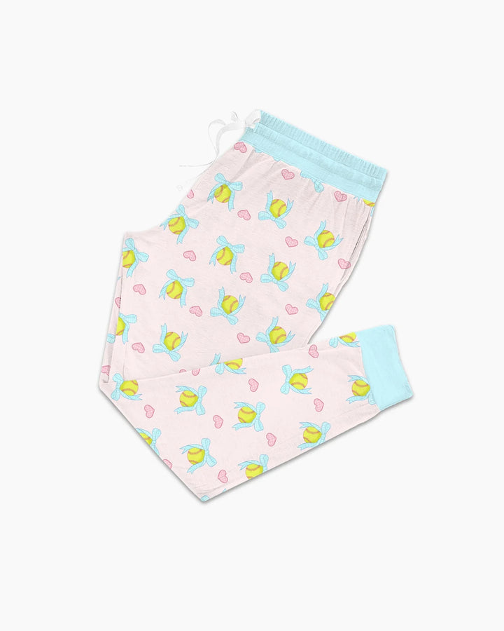 Softbal Coquette Schleifen Damen Schlafanzug Set