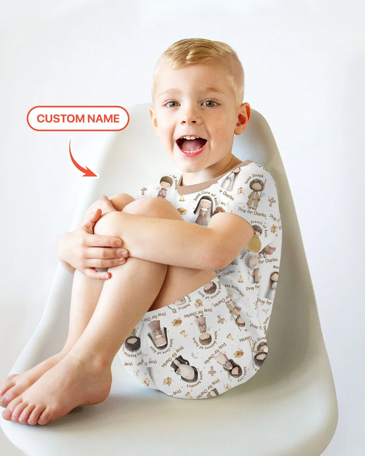 Pray For Me Custom Name Bamboo Two Piece Short Sleeve Shorts Pajama Set