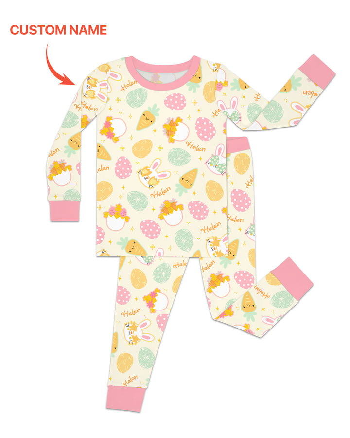 Retro Easter Two Piece Long Sleeve Pajama Set