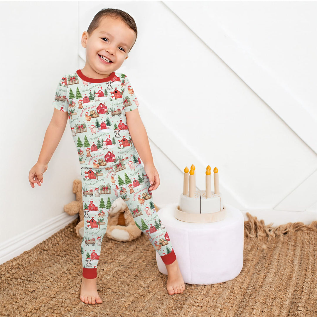 Christmas on Farm Two Piece Short Sleeve Pajama Set