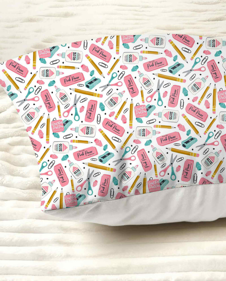 Pink Power School Supplies Bamboo Pillow Case