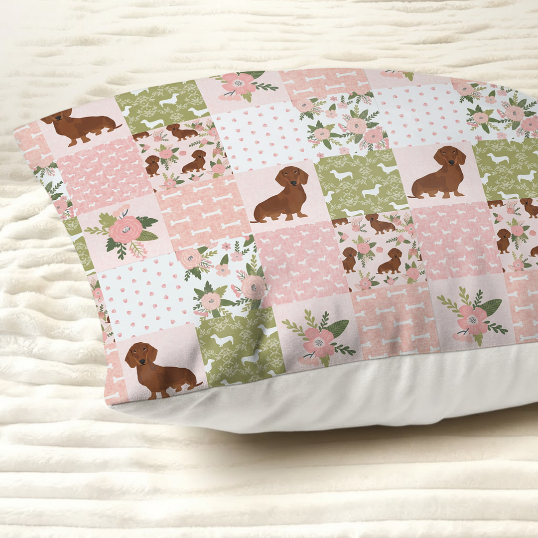 Floral Dachshund Grace Pillow Case