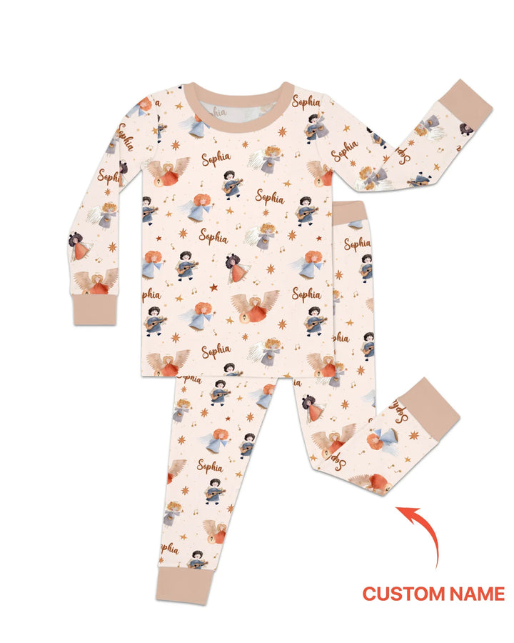 Pijama de dos piezas de bambú de manga larga personalizado Guardian Angels