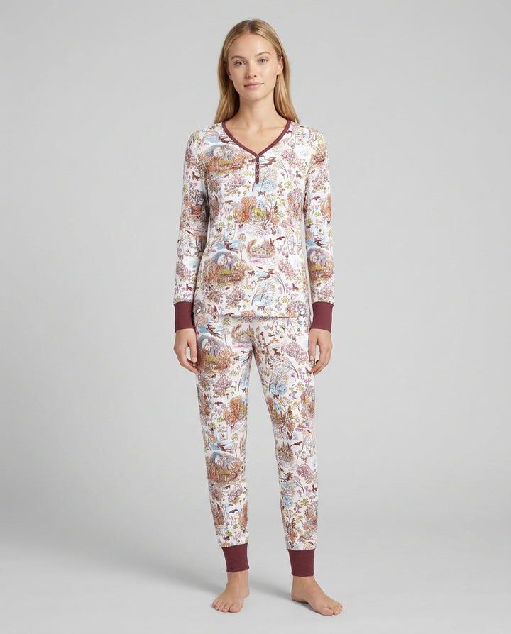Whimsical Halloween Village Bamboo Women Pajama Set