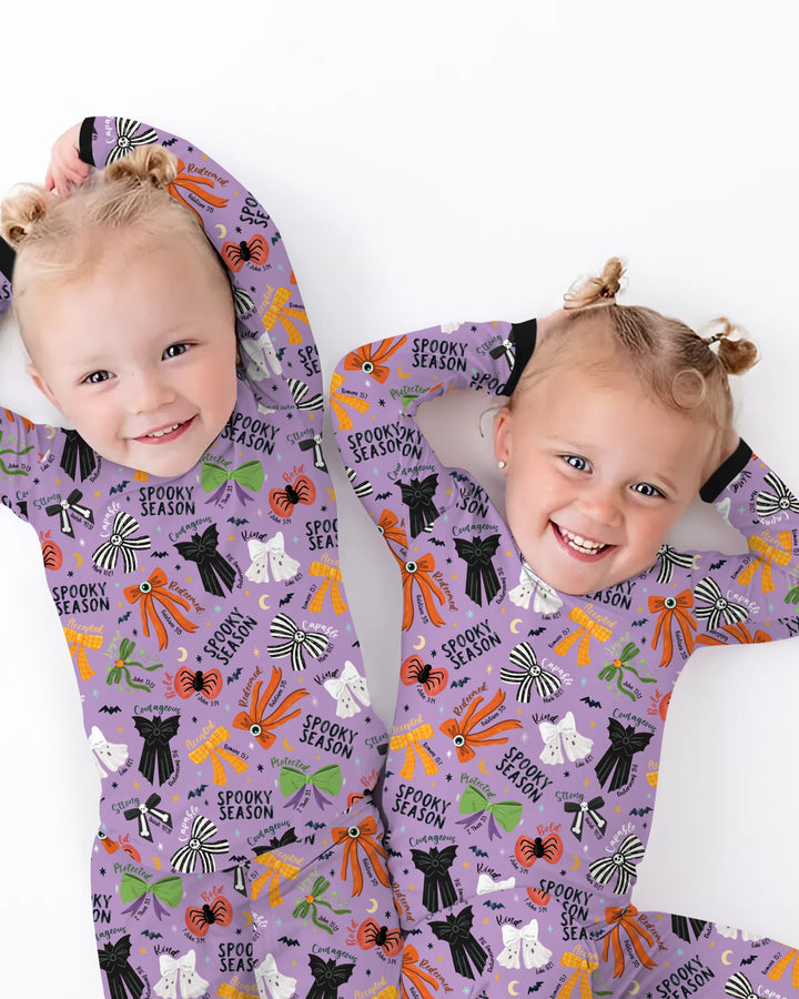 Spooky Bows Spooky Season Bamboo Two Piece Long Sleeve Pajama Set