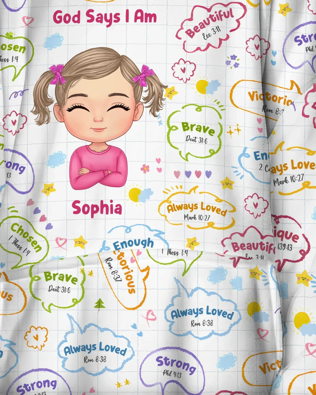 Personalized God Says I Am- Baby Girl Blanket Hoodie