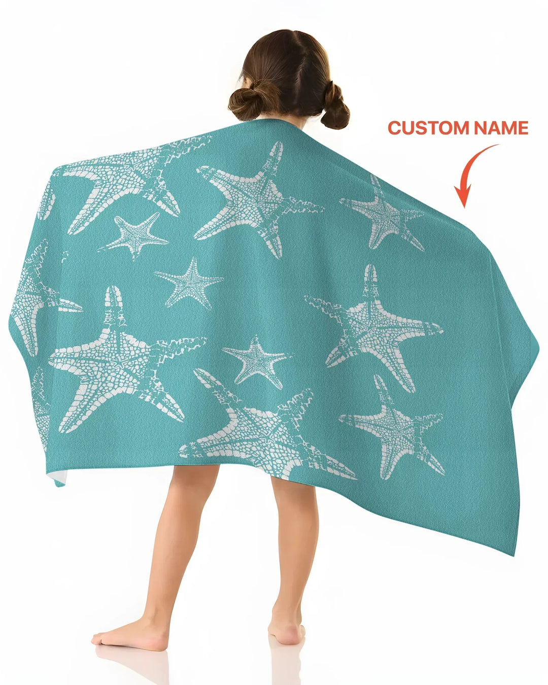 Custom Photo Starfish With Names Bamboo Beach Towel