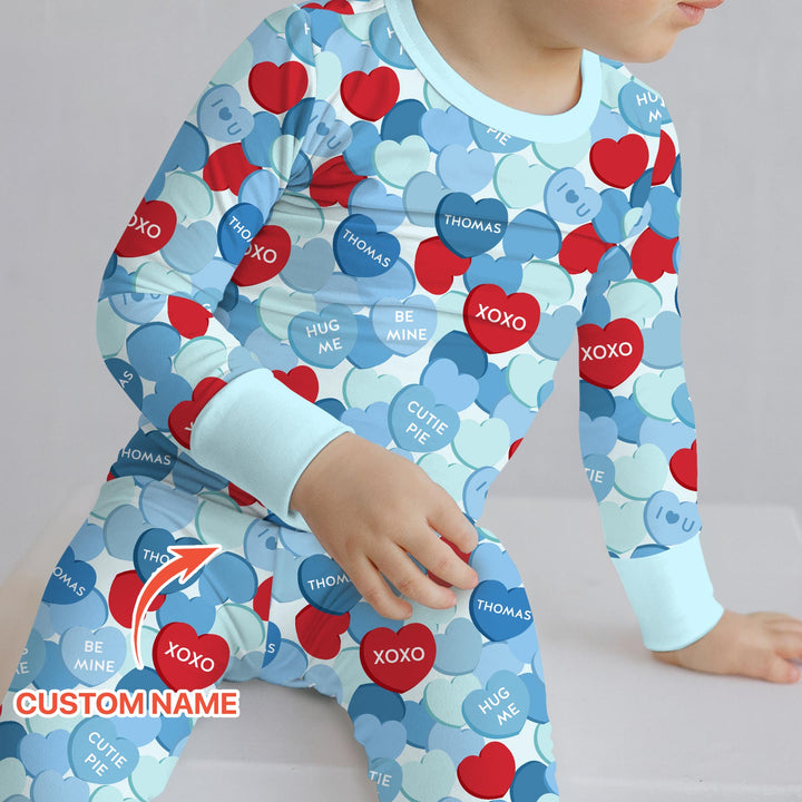 Valentine Candy Crush Family Matching Two Piece Long Sleeve Pajama Set