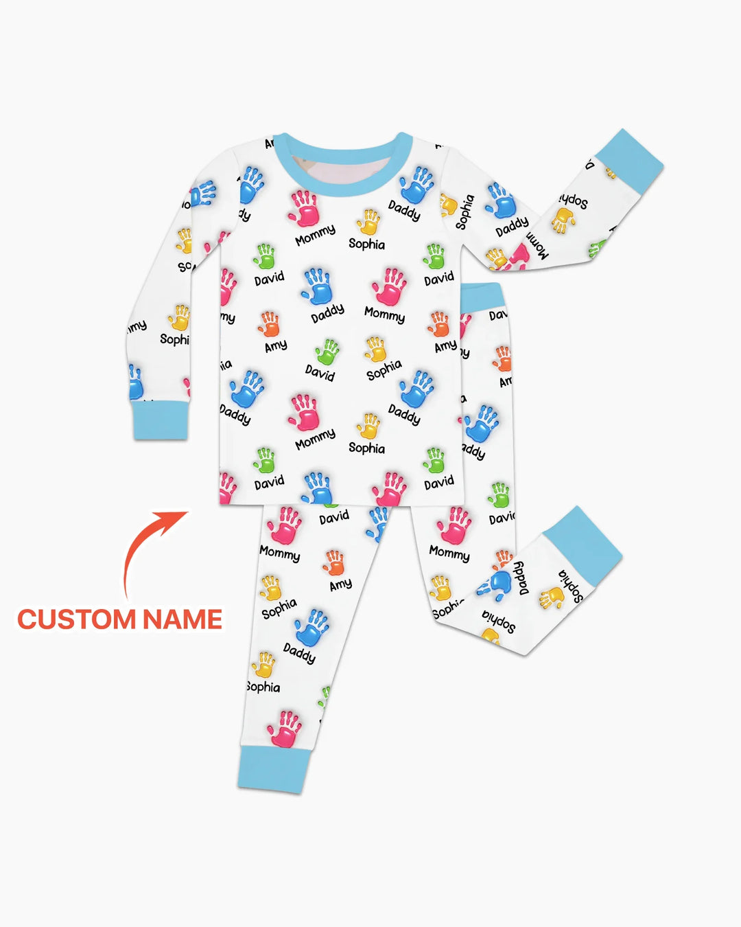 First Mother Day - Handprints Bamboo Two Piece Long Sleeve Pajama Set