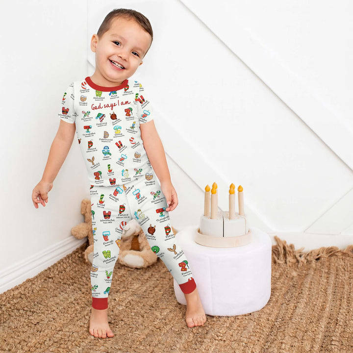 Christmas God Say I Am Alphabet Short Sleeve Pajama Set
