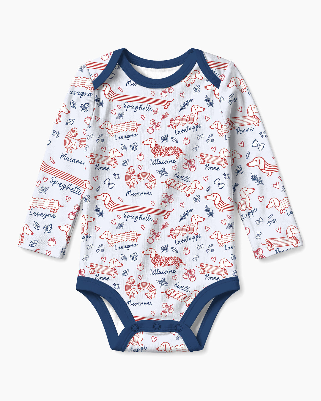 Funny Dachshund Pasta Pups Bamboo Bodysuit