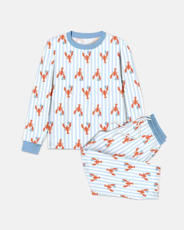 Conjunto de pijama de hombre de bambú con tema de temporada de cerveza de cangrejo de río