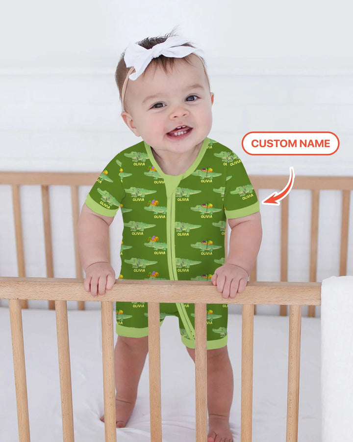 Custom Name Mardi Gras Gator Shorty Zippy