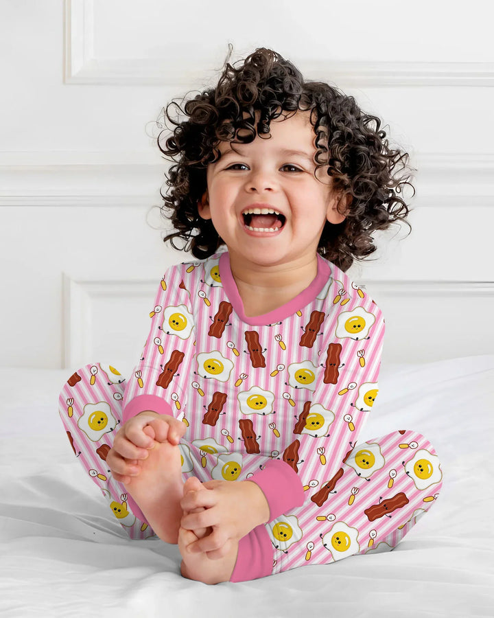 Conjunto de pijama de dos piezas de bambú de manga larga Breakfast Club