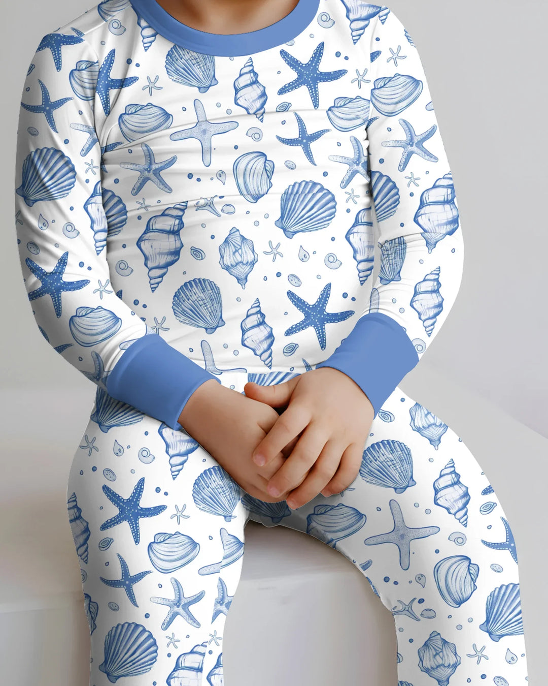 Conjunto de pijama de dos piezas de bambú de manga larga para toda la familia "Coastal Charm"