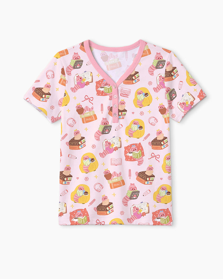 Little Book Worm Family Matching Bamboo Women Short Sleeve Short Pajama Set