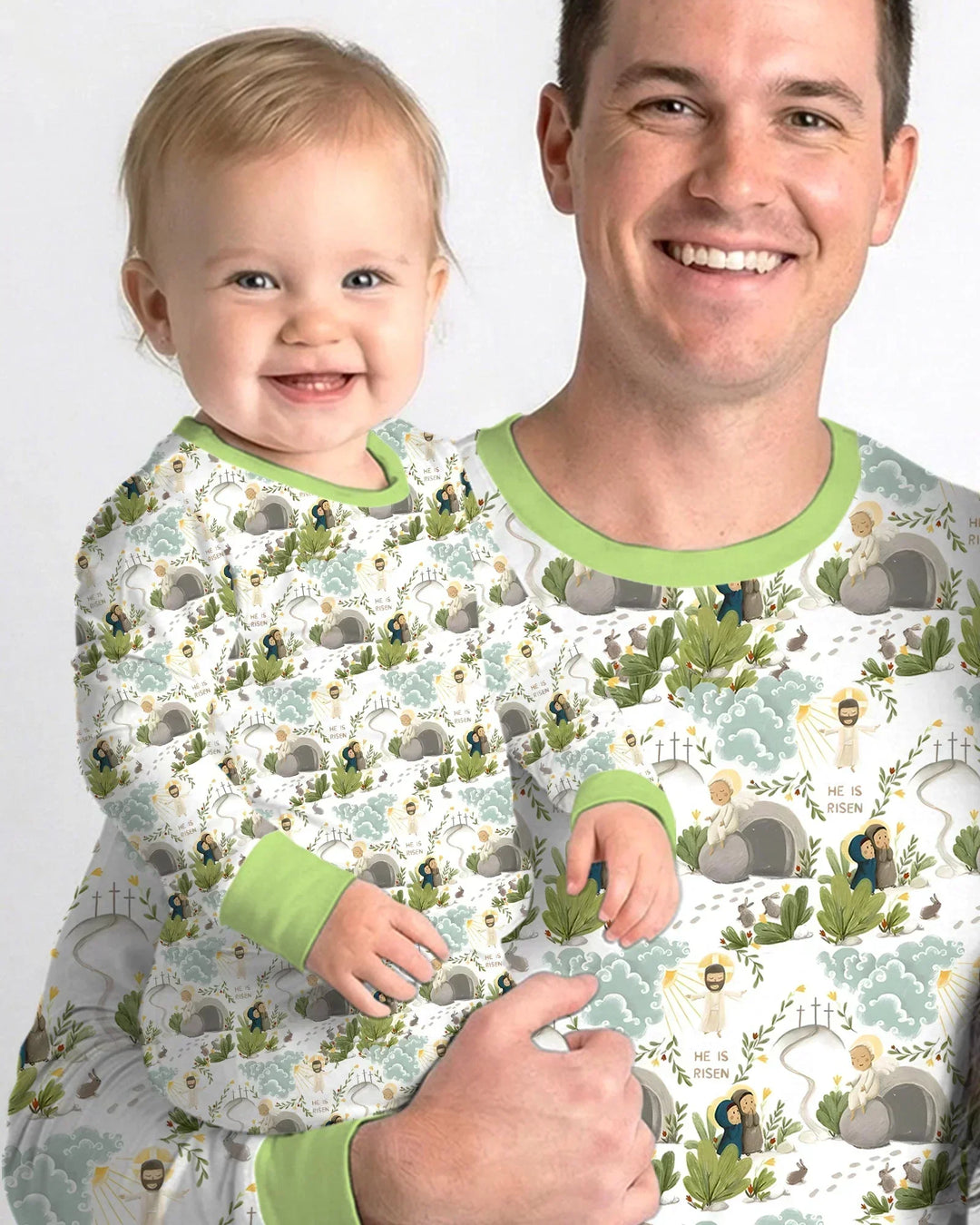 Matthew 28:1–8 He Is Risen Bamboo Two Piece Long Sleeve Pajama Set