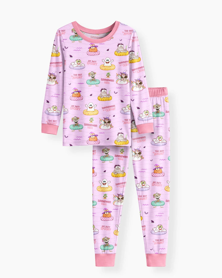Summerween Cartoon Bamboo Two Piece Long Sleeve Pajama Set