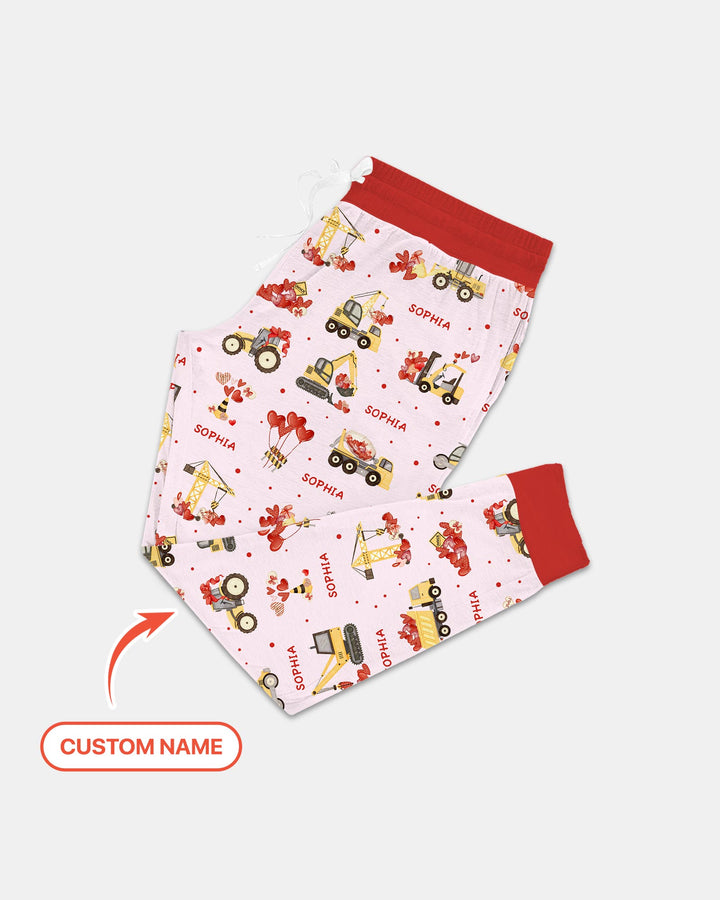 Custom Name Valentine Trucks Family Matching Women Pajama Set