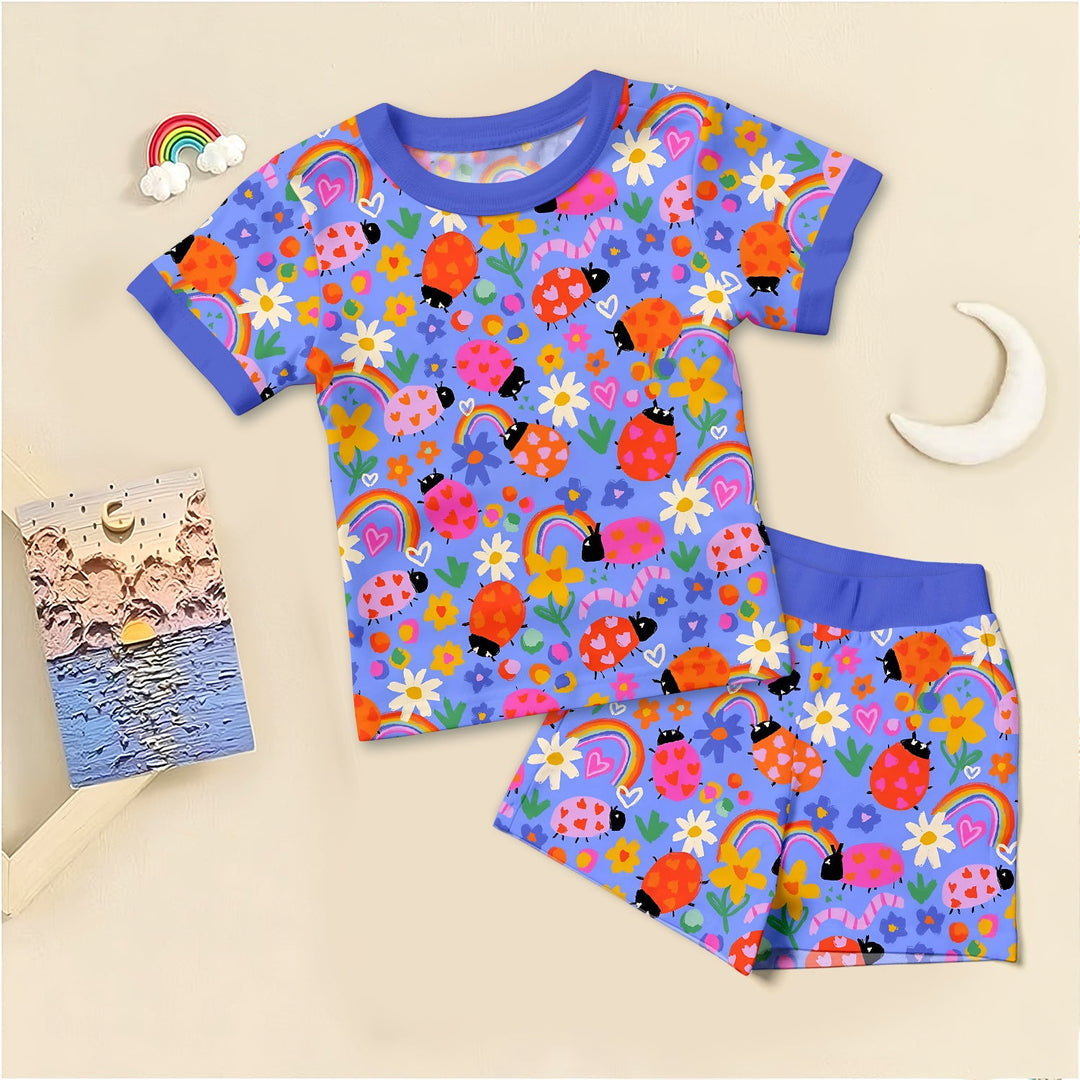 Lady Bugs Two Piece Short Sleeve Shorts Pajama Set