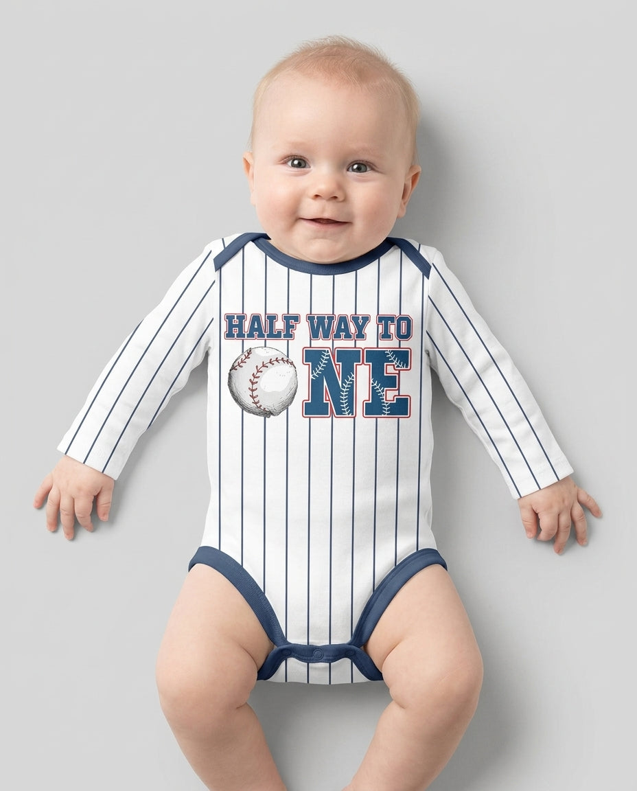 Custom Name Half Way To One Bamboo Bodysuit