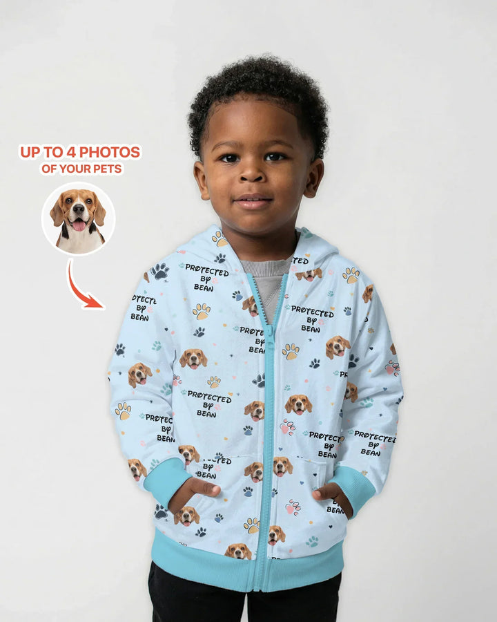 Custom Dog Photo "Protected By" Bamboo Zip Hoodie