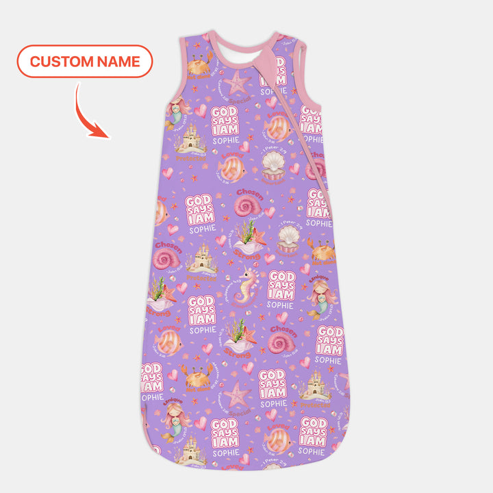 Mermaid God Says I Am Custom Name Sleep Bag