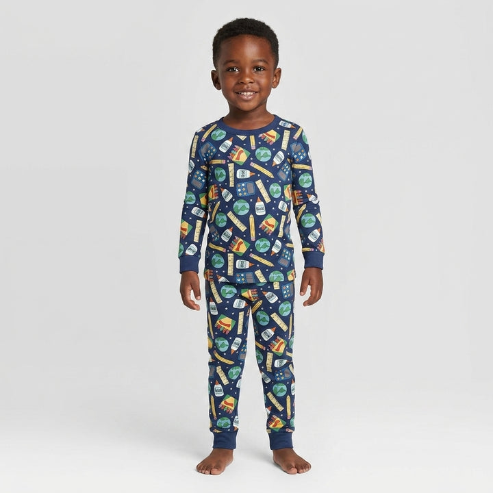School Supply Bamboo Two Piece Long Sleeve Pajama Set