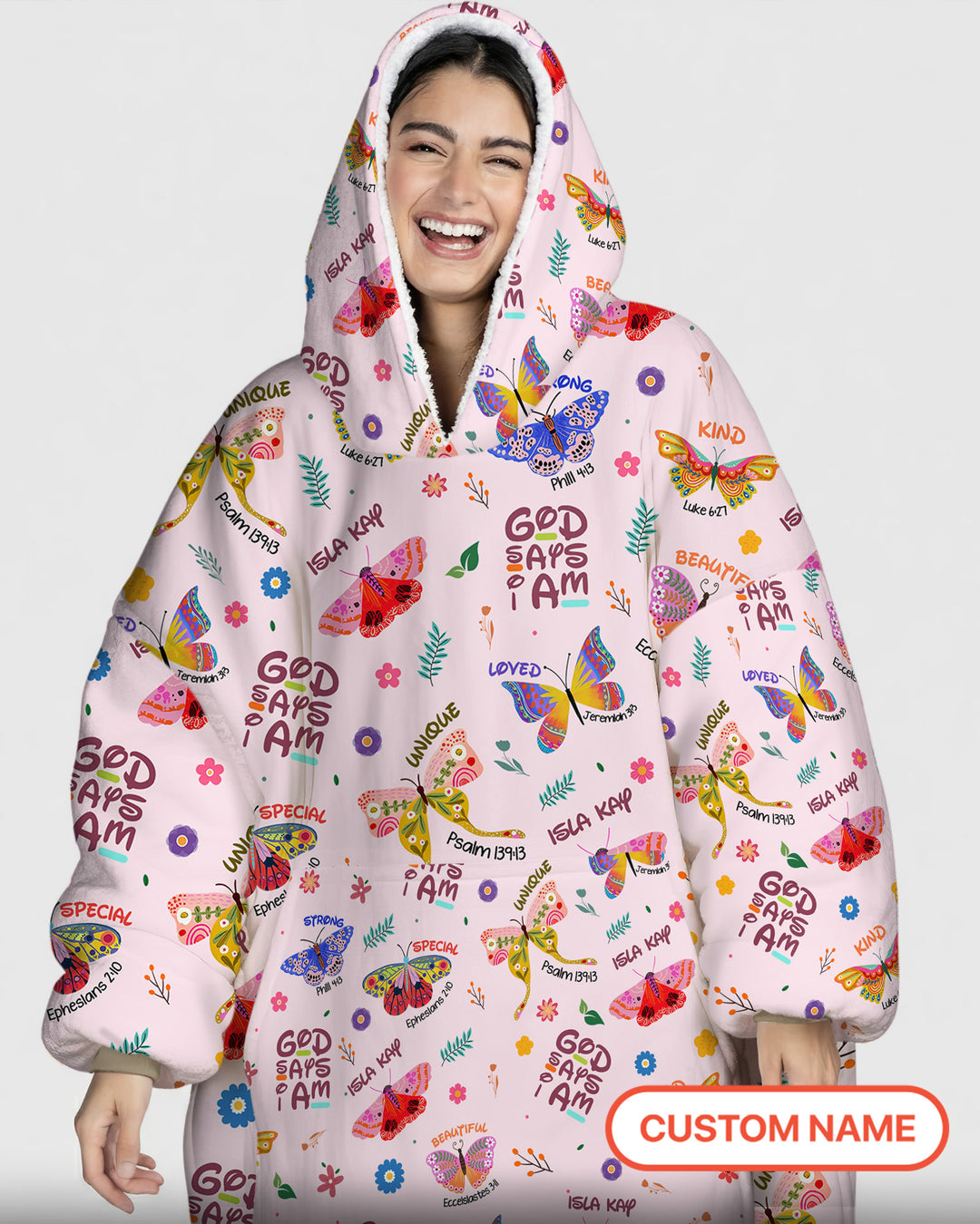 God says I am Butterfly Blanket Hoodie