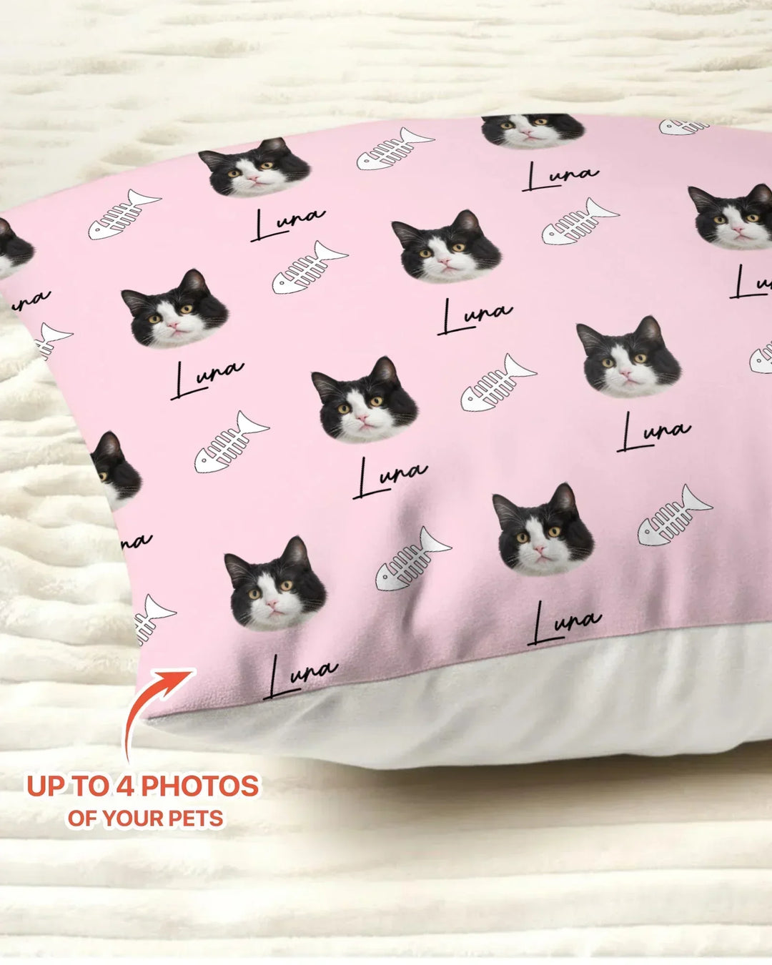 Custom Name and Pet Photos Pillow Case