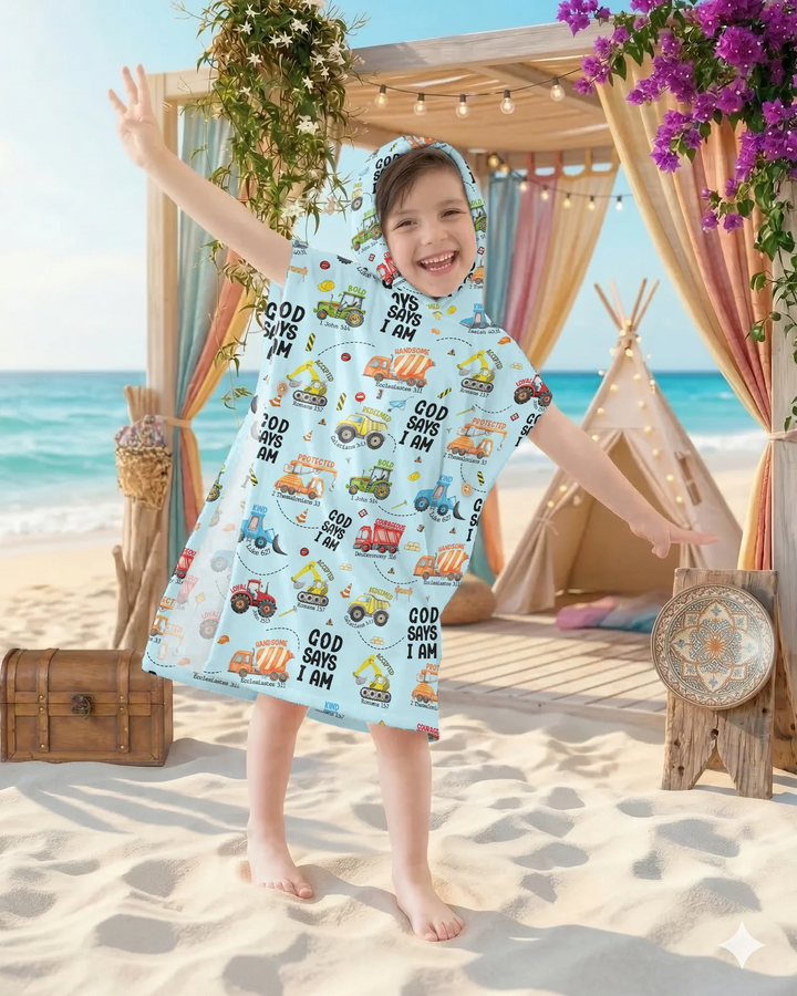God Says I Am Boy Bamboo Swim Poncho