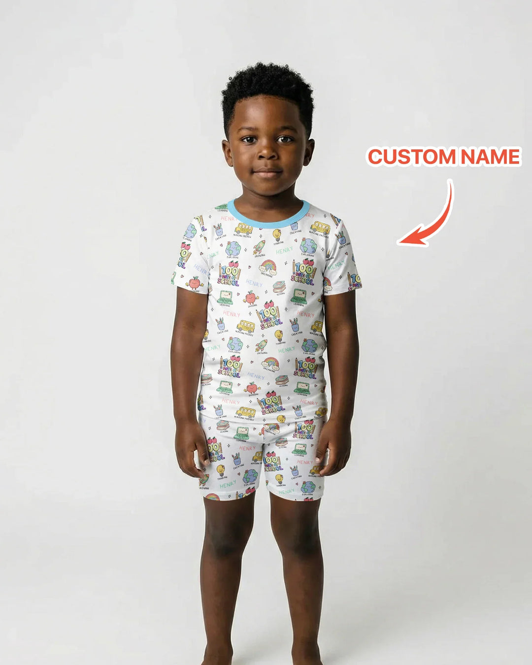 Custom Name Celebration Hundred Days Two Piece Short Sleeve Shorts Pajama Set