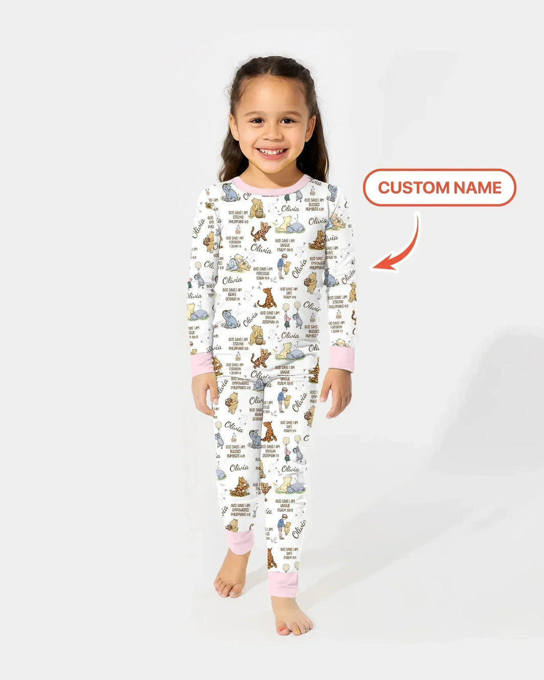 Custom Name God Says I Am Classic Bear Bamboo Two Piece Long Sleeve Pajama Set