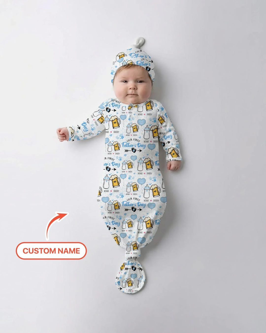 Bata con Nudo de Bambú para el Primer Día del Padre con Nombre Personalizado