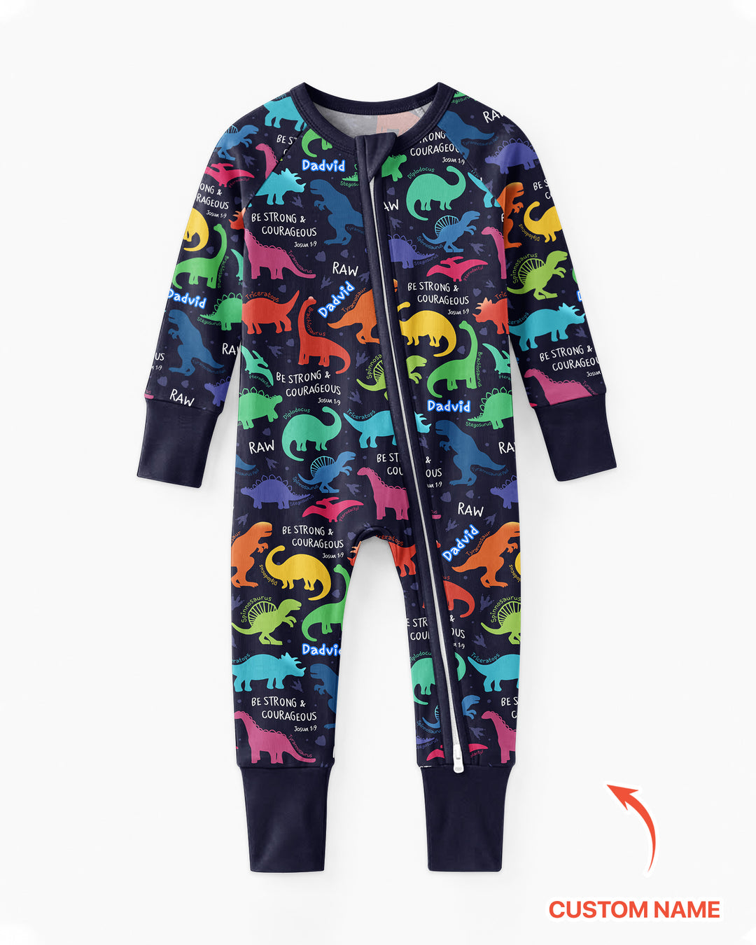 Be Strong and Courageous Dinosaur Christian Bamboo Convertible Zippy