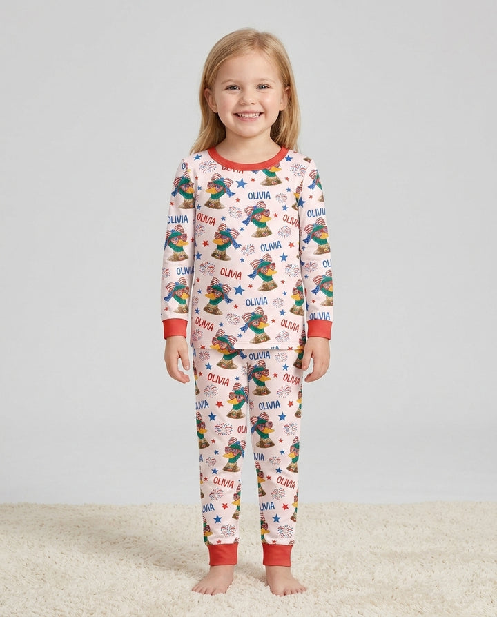 Zweiteiliges Langarm-Pyjama-Set mit Sommerfrüchten
