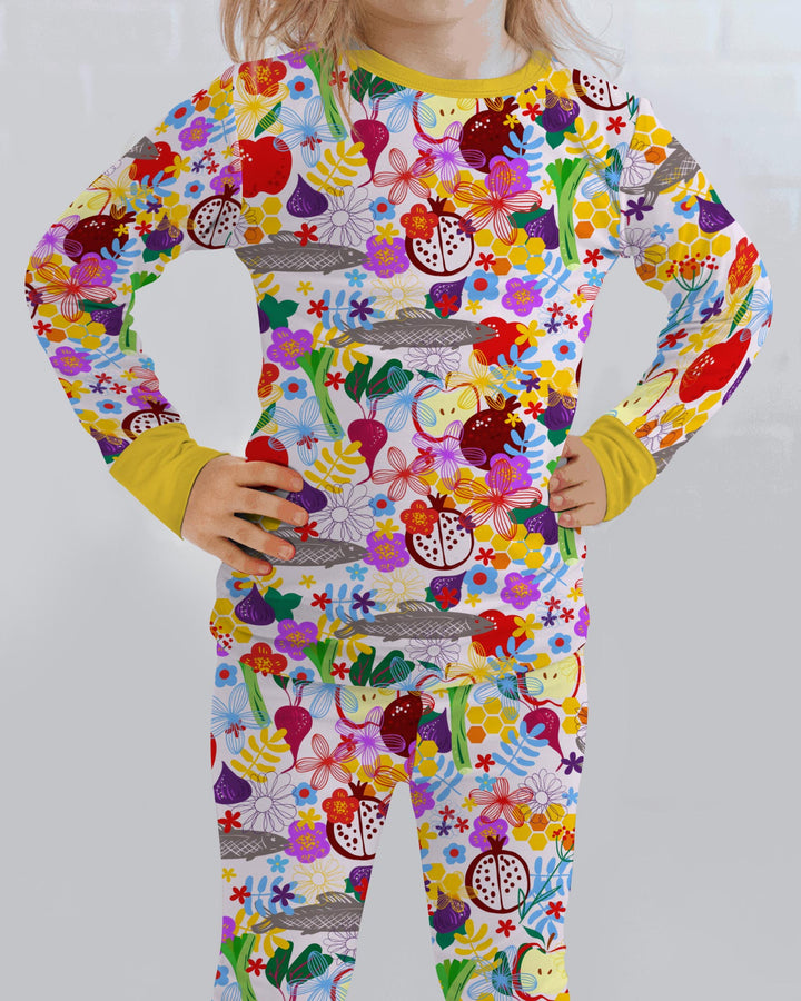 Happy Rosh Hashanah Bamboo Two Piece Long Sleeve Pajama Set
