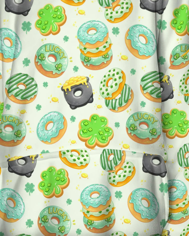 St. Patrick's Day Donut Wearable Blanket Hoodie