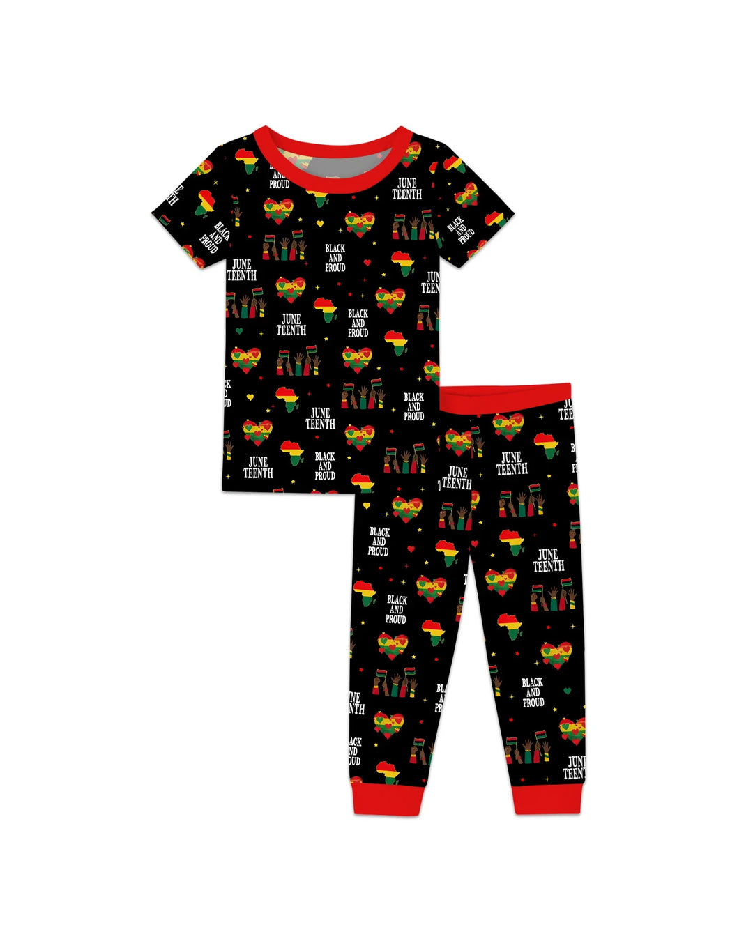 Juneteenth Black and Proud Bamboo Two Piece Short Sleeve Pajama Set