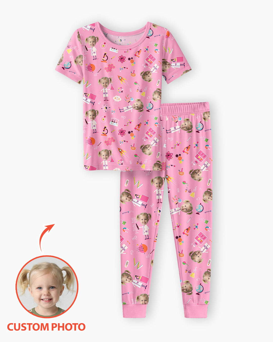 Custom Image Chemical Laboratory Bamboo Two Piece Short Sleeve Pajama Set