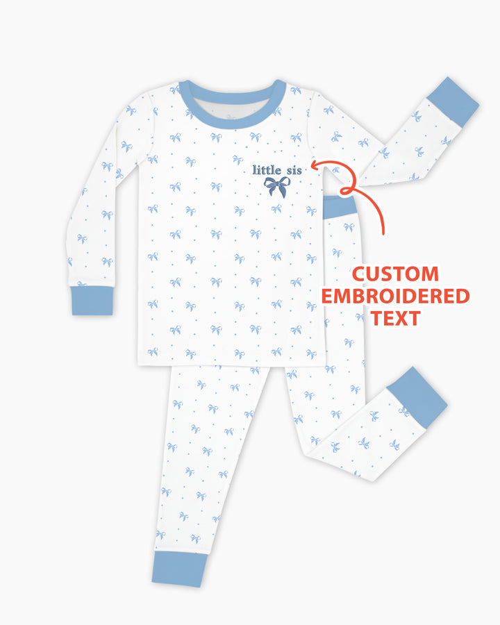 Custom Embroidered Name Mommy and Girls Matching Bamboo Two Piece Long Sleeve Pajama Set